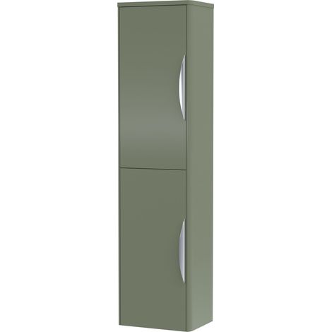 Wall Hung Tall Bathroom Storage Unit 1399 x 356 x 253mm - Satin Green