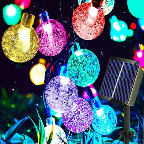 Guirlande lumineuse solaire d'extérieur, 50 LED, 9,5 m, 8 modes, boules de cristal solaires, étanche, pour jardin, arbre, terrasse, Noël-AquaForge (1/5)