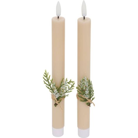 Lote de 2 velas LED Lupa tipo barra, color beige - Atmosphera créateur d'intérieur (1/5)