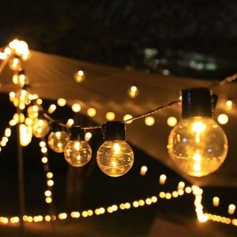 Luci a stringa solari - Luci a stringa con globi da 4,8 metri - 20 luci trasparenti - Illuminazione decorativa solare impermeabile - Giardino - Patio - Ombrellone - Terrazza (1/4)