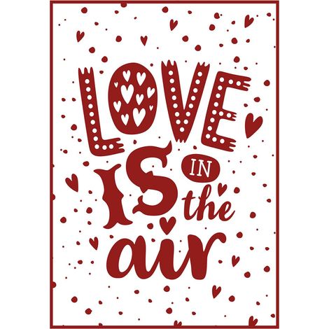 Tableau amour rouge & blanc chambre ado | Tableau message l'amour est dans l'air pour chambre fille | Tableau sur toile couloir 0,5 x 0,7 m (1/2)