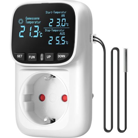 With Sensor, Digital Temperature Switch, LCD Display, 4 Time Modes, for Greenhouses, Refrigerators, Aquariums (1/5)