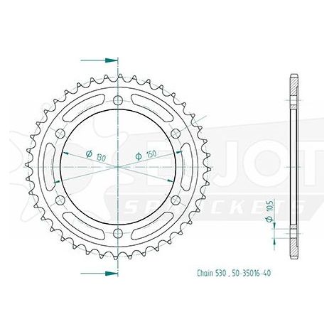Couronne Acier Yamaha - 530 - 40 Dents - Similaire JTR859 - Made in Germany