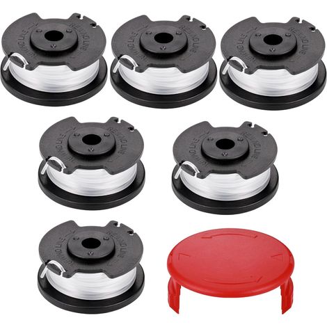 6pcs Bobine Fil Coupe Bordure, Compatibles avec Coupe-Herbe Sans Fil Ein-hell GE-CT 18/28 Li et GE-CT 18/28 Li TC, avec Couvercle de Bobine de Coupe-Bordure