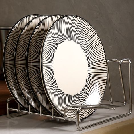 304 en acier inoxydable plate - forme d'asphalte plateau à manger rond rack de rangement de cuisine support de disque support de petite assiette