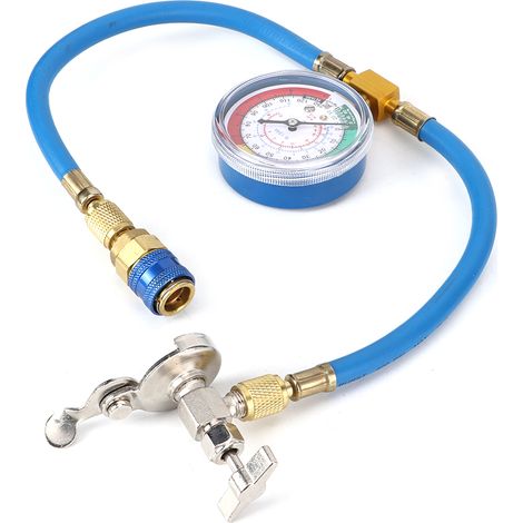 Flexible A/C R134A Recharge Hose with Manometer Adapter Kit for Car Air Conditioning Refilling and Repair (1/4)