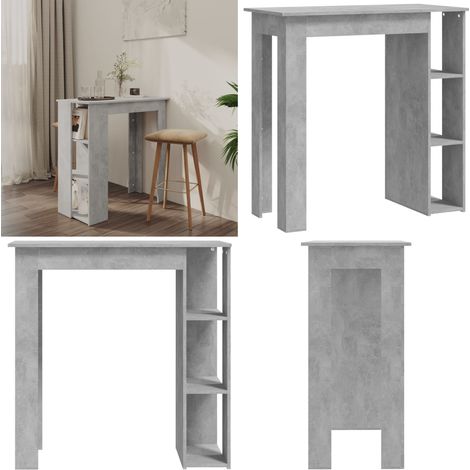 Bartisch mit Regal Betongrau 102x50x103,5 cm Holzwerkstoff - Stehtisch - Bartisch - Bistrotisch - Kücheninsel - Esstisch Klein - Home & Living (1/5)