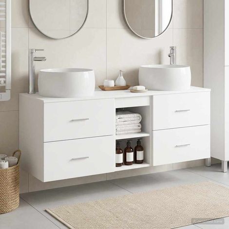 vidaXL Bathroom Furniture Set 3 pcs White 129 x 44.5 x 80 cm (1/5)
