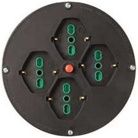 1PZ DISCO 4 PRESE 2 POLI + TERRA 16A PER AVVOLGICAVO MM.145 BIPASSO SCHUKO - nero 01906