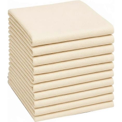Set mit 12 Mulltüchern zum Filtern, 50 x 50 cm – ungebleichter Baumwollmusselin, 100 % Baumwolle, wiederverwendbar, mit gesäumten Kanten (1/5)