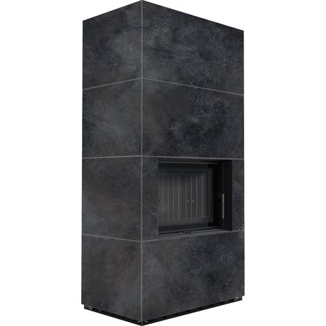 Kaminbausatz KRATKI FLOKI BOX 8 kW Ø 160 Quarzsinter OSSIDO NERO schwarz Verkleidung (1/5)