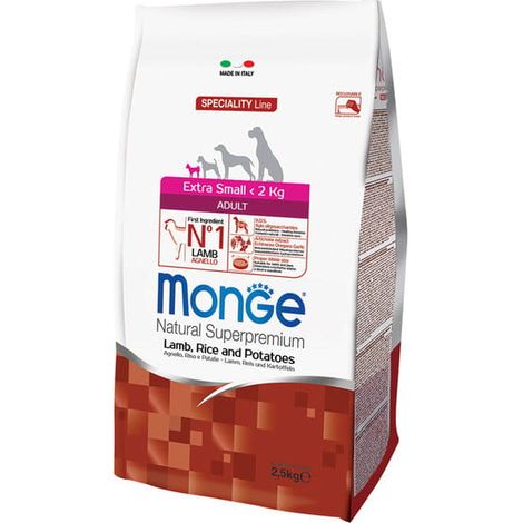 Monge Spezialitätenlinie Extra kleines Lamm mit Reis und Kartoffeln 2,5 kg