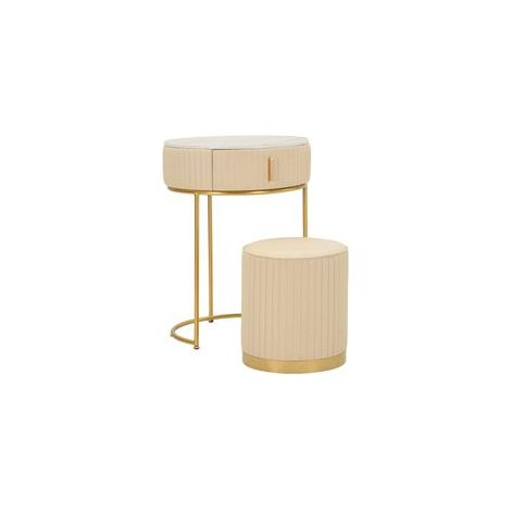 Table de chevet-coiffeuse avec pouf pok cm ø 52x70 - ø 36x39 (1/5)