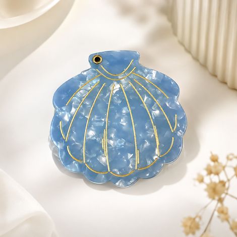 Nouveau petit miroir rotatif en coque d'acétate, miroir doré à l'esprit haut de gamme et compact : miroir de maquillage portable pour vacances à la plage et voyages (bleu) (1/5)