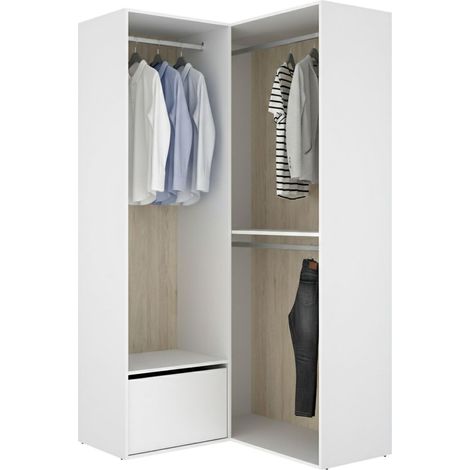 Guardaroba Grande Evansdale, Armadio Camera da Letto Modulabile, 4 Ripiani, Appendiabiti, 105x205h cm Bianco