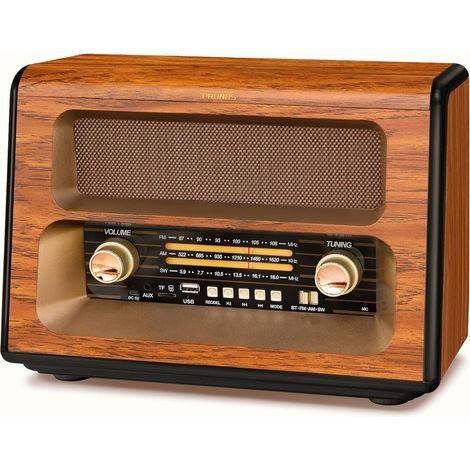 Radio Vintage Bluetooth AM/FM/SW à 3 Modes d’Alimentation Transistor Radio Rechargeable avec 3 Modes d’Alimentation, Bluetooth, Lecture USB Et Carte TF pour Maison Et Camping (1/5)