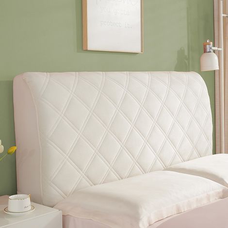 Kindfiber OÜ-Housse de Tête de Lit Housse de Protection élastique pour Tête de Lit Housse Tête De Lit en pour Chambre à Coucher Blanc Cassé 180cm (1/5)
