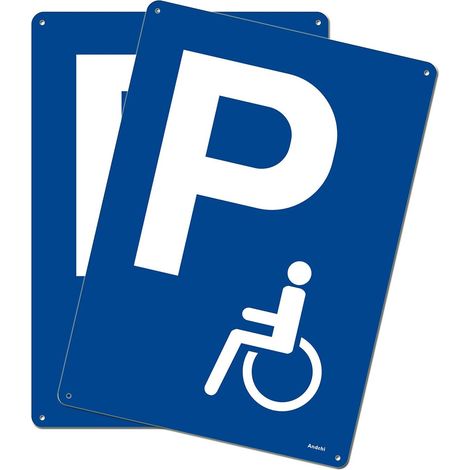 2 pièces Panneau de Stationnement pour Handicapés Signalétique Panneau de Stationnement pour Personnes Handicapées en Aluminium, Résistant à la Rouille, de Couleur Stable, 250 x 350 mm (1/4)
