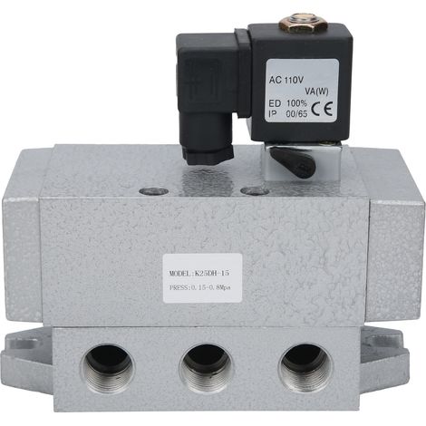 Électrovanne G1/2" 2 positions 5 voies, distributeur directionnel à commande unique K25DH‑15AC110V (1/5)