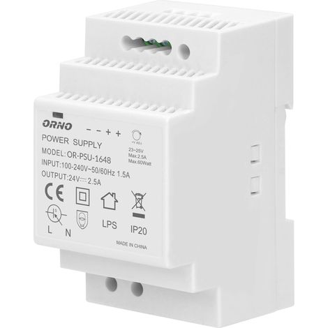 Alimentatore per guida DIN 24VDC 2,5A 60W OR-PSU-1648 (1/4)