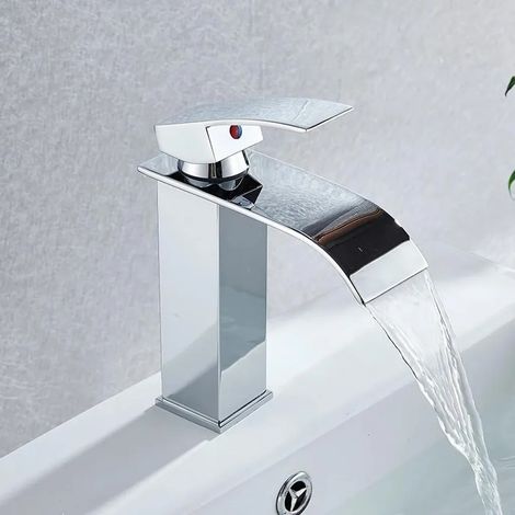 Waschtischarmatur – Einhebelmischer – Einlochmontage – Warm- und Kaltwasser – Keramikventileinsatz – Messingventilkörper – Aufsatzmontage – Verchromt (1/5)