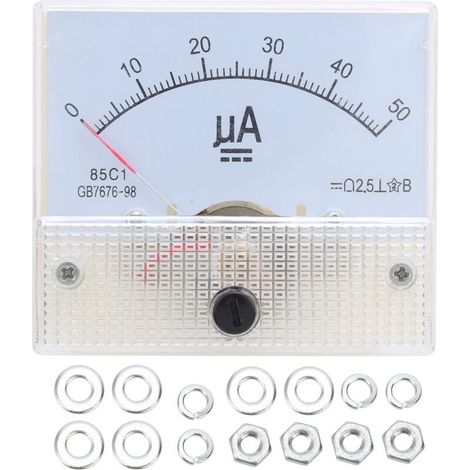 Ampèremètre DC - 0-50 µA - Cadran À Pointeur - Pour Stabilisateurs Tension Armoires Distribution Cartes Test - 1 Pièce (1/5)