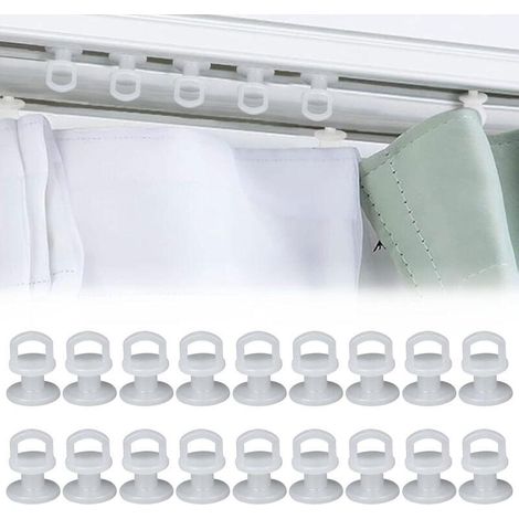 CHOYCLIT Coulissant Crochet de Rideau Rail Glisseur, Patins à Rideaux, 50 Pièces , Crochets pour Rideau de Fenêtre,Porte et Douche (1/5)
