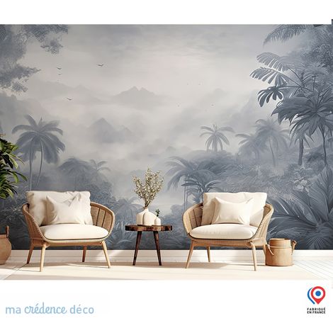 Papier peint : Fresque tropicale lointaine et colorée - Intissé - 200 cm - 280 cm (1/5)
