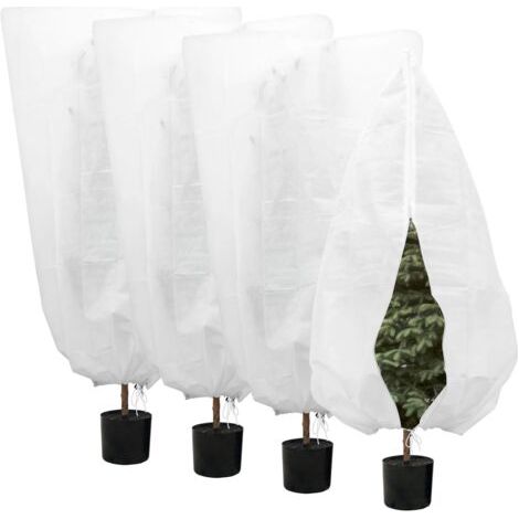 Lot de 4 Voile Hivernage Plante Extérieur 100 x 120 cm Housse de Protection pour Plante avec Cordon de Serrage et Fermeture Eclair Housse Hivernage Plante Réutilisable Contre Le Gel (1/5)