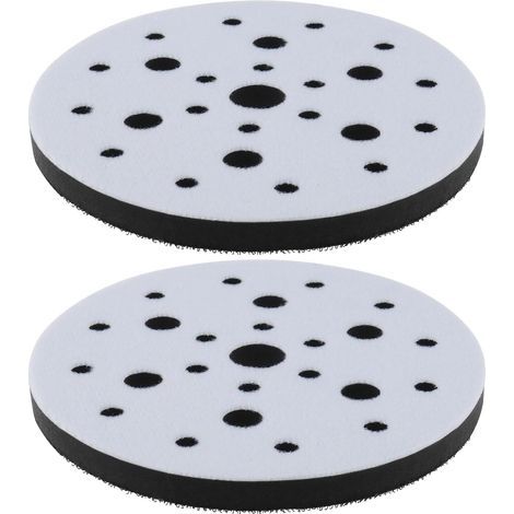 Ensemble de 2 tampons intermédiaires en éponge souple, de 150 mm de diamètre, avec fixation auto-agrippante à 25 trous, pour une utilisation comme tampons de polissage (1/5)
