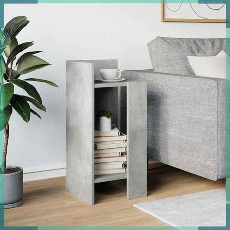 858548 Table d'appoint avec étagère gris béton 25,5x27x60 cm (1/5)