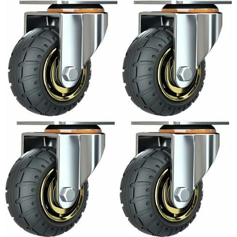 GABRIELLE Juego de 4 ruedas universales de 3 pulgadas sin frenos Ruedas silenciosas para carro Ruedas universales Ruedas giratorias de 75 mm Ruedas de placa industriales Ruedas de transporte para mueb (1/5)