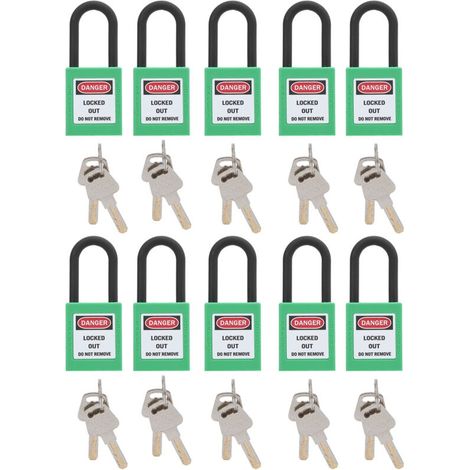 10Set 38mm/1.5in Sécurité Cadenas Ingénierie Isolation Antipoussière pour Usines Chantiers de Construction Hpitaux Produits Chimiques (Vert) (1/5)
