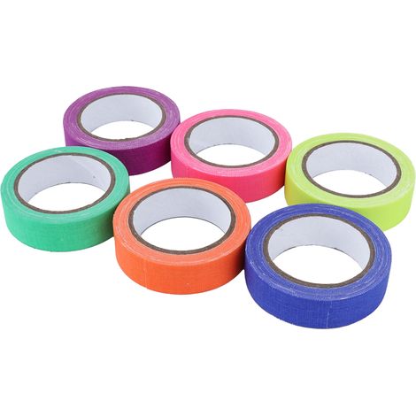 Fluoreszierendes Klebeband, 6 Farben, 6 Rollen im Set, UV-beständiges Baumwollgewebe, Bühnenzubehör für Aufführungen (1/5)
