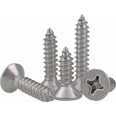 Tornillos autorroscantes de acero inoxidable M3 con cabeza Phillips/plana/avellanada, tornillos para madera, M3×6mm, 100 unidades (1/5)