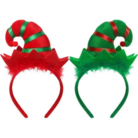 2 Paires Serre-tête de Noël avec Cornes, Chapeau de Fête pour Femmes et Filles, Accessoires Capillaire pour Soirée de Noël (1/5)