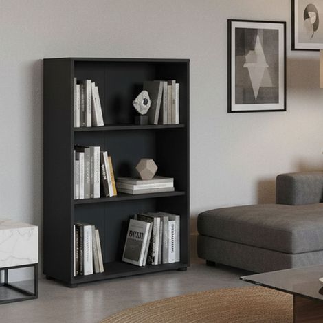 Dmora - Libreria Sparto, Scaffale da ufficio, Mobile portalibri, Biblioteca, 80x34 h124 cm, Grigio (1/5)