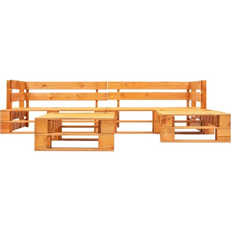 Lot de 4 Canapés de jardin palette, Canapé d'extérieur, Meuble de jardin, Bois Marron miel OIB1867E (1/4)