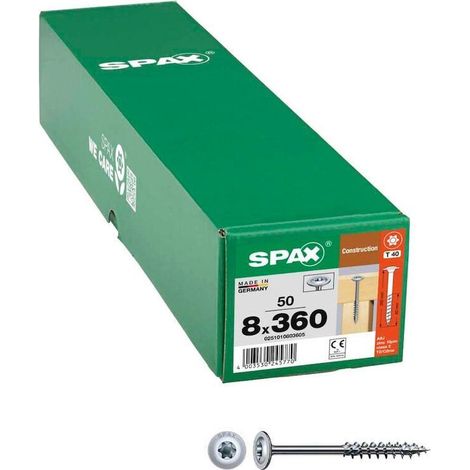 Tornillo madera spax 4003530245770 plateado 8 mm 360 mm