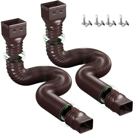 Regenwasserablaufschlauch aus Kunststoff – 10,16 x 7,62 cm Vierkantanschluss, flexibel und dehnbar – 2er-Pack, braun, 1,5 Meter (1/4)