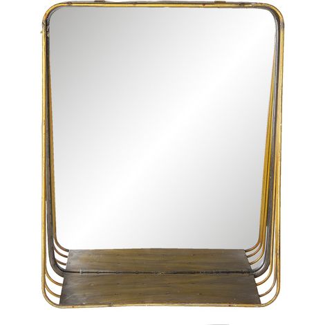 Grand Miroir Mural en Métal de Couleur Cuivre pour Décoration Intérieure 34 x 42 cm - PANGIVO (1/3)