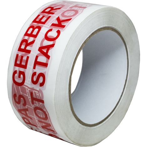 TECPLAST Ruban adhésif d'emballage 28µ blanc imprimé "NE PAS GERBER" en rouge - rouleau adhésif d'expédition 50 mm x 100 m