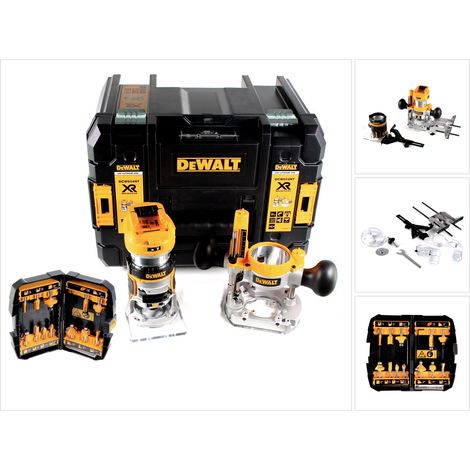 Fresadora combinada a batería DeWalt DCW 604 NT 18 V 55 mm + juego de fresas de 12 piezas en TSTAK, sin batería ni cargador (1/5)