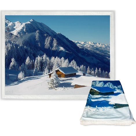 PLAID coperta IN PILE SHERPA fantasy HD BAITA neve