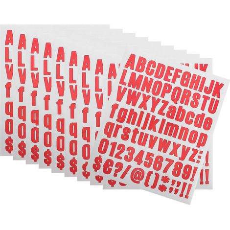 Autocollants en vinyle rouge, lettres et chiffres, pour boîtes aux lettres, paquet de 10, avec lettres adhésives. (1/5)