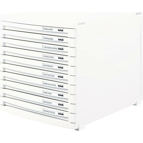 [GEBRAUCHT] B-Ware Han Contur 1510 12 Schubladenbox Weiß Din A4 Din B4 Din C4 10 Schubfächer Fach