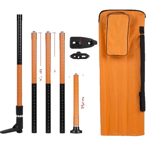 Poteau télescopique d'extension de niveau laser, longueur extensible, supports d'interface multiples, 336 m orange (1/2)