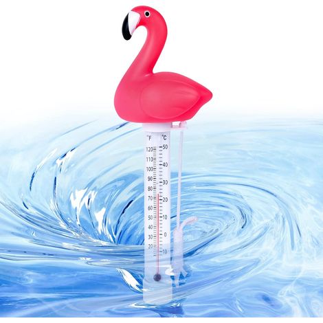 AIDUCHO Thermomètre Flottant, Thermomètres de Piscine Flottant, Forme d'animal de Dessin Animé À Eau Thermomètre avec Corde pour Piscines Intérieures Extérieures(Flamant) (1/5)