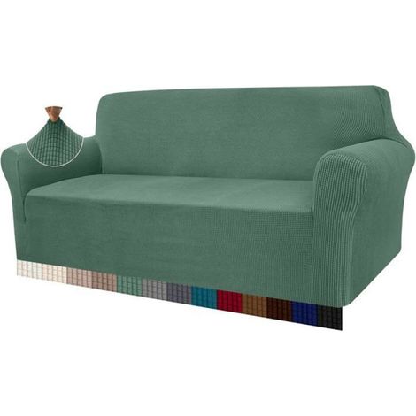 Housse Canapé - Jacquard Extensible - Pour Salon Avec Animaux - 3 Places - Vert Sauge