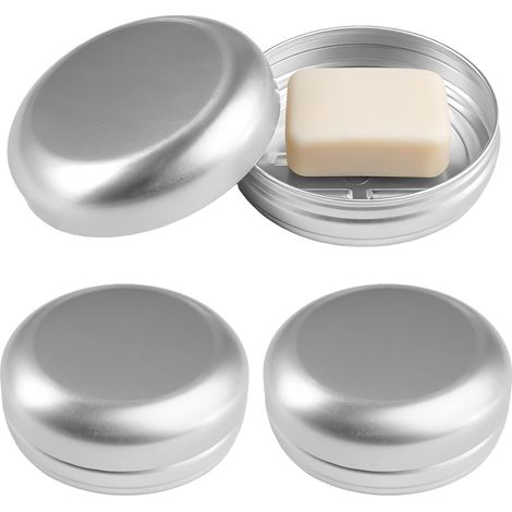 3 Pièces Boite a Savon Voyage, Boîte à Savon en Aluminium avec Couvercle, Imperméable Boites Savosn Solide en Métal avec Trous de Drainage, Idéal pour la Maison, Les Voyages et la Salle de Sport (1/5)
